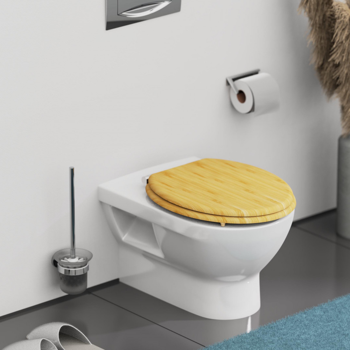 Abattant WC en Bambou Massif NATURAL BAMBOO avec Frein de Chute