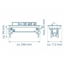 E2 retractable built-in socket, 2-fold and 2 x USB
