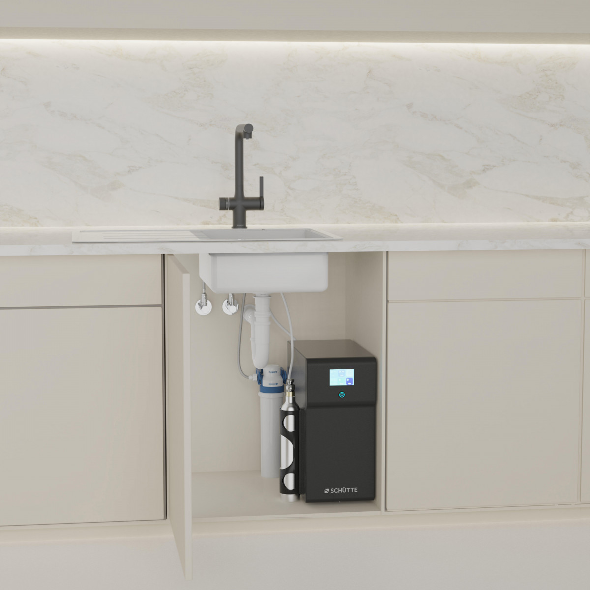 AQUASTAR PREMIUM, sparkling water tap with cooling and filter system, black