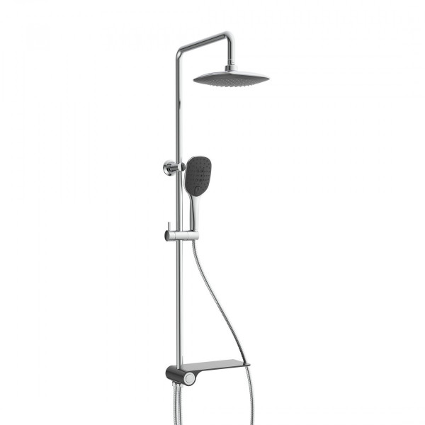 AQUASTAR Set de douche à l'envers avec tablette de douche, Chromé/Anthracite AQUASTAR Set de douche à l'envers avec tablette de douche, Chromé/Anthracite