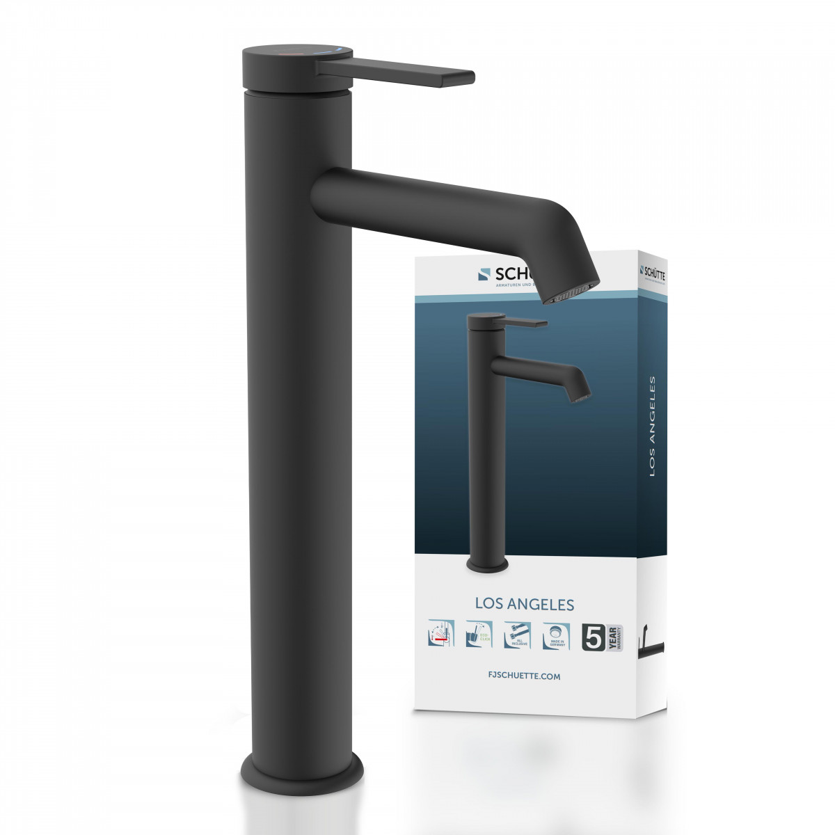 LOS ANGELES, Wash basin mixer for countertop washbasin, Black matt
