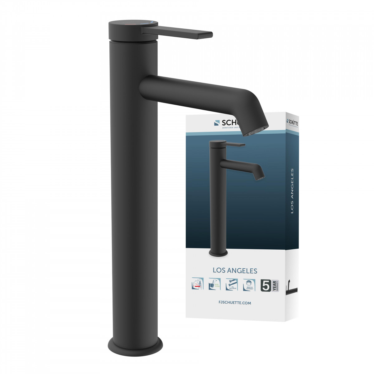 LOS ANGELES, Wash basin mixer for countertop washbasin, Black matt