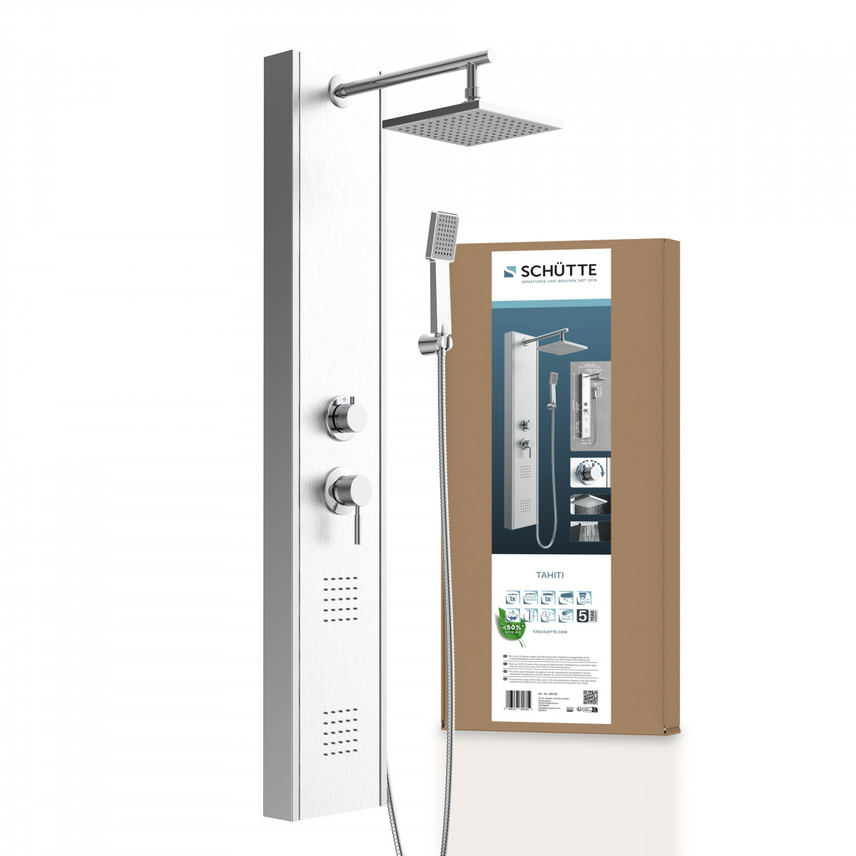 TAHITI Shower panel, stainless steel