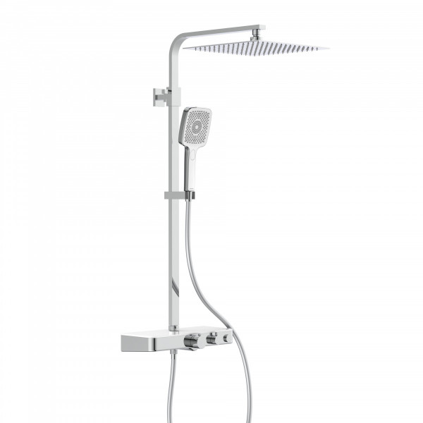 OCEAN Hoofddoucheset met thermostatische thermostaatkraan, chroom/wit, met planchet OCEAN Hoofddoucheset met thermostatische thermostaatkraan, chroom/wit, met planchet