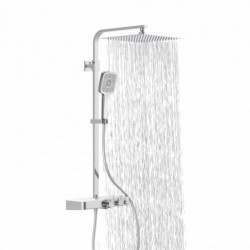 OCEAN Hoofddoucheset met thermostatische thermostaatkraan, chroom/wit, met planchet