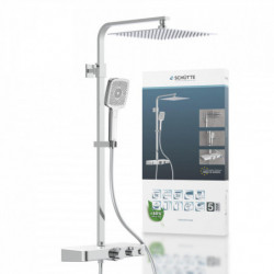 OCEAN Hoofddoucheset met thermostatische thermostaatkraan, chroom/wit, met planchet