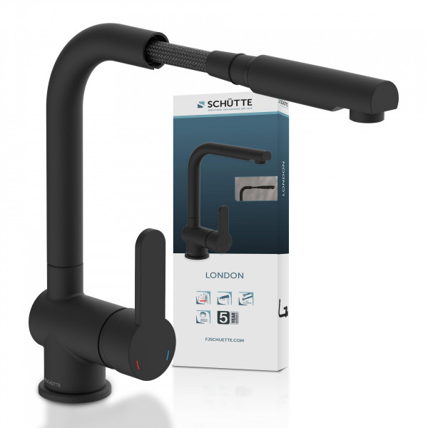 LONDON Sink mixer, black matt, with pull-out spout LONDON Sink mixer, black matt, with pull-out spout