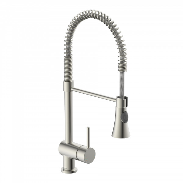 CORNWALL Sink mixer low pressure, stainless steel look, with spiral spring CORNWALL Sink mixer low pressure, stainless steel look, with spiral spring
