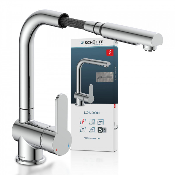 LONDON Sink mixer low pressure, chrome, with pull-out spout LONDON Sink mixer low pressure, chrome, with pull-out spout