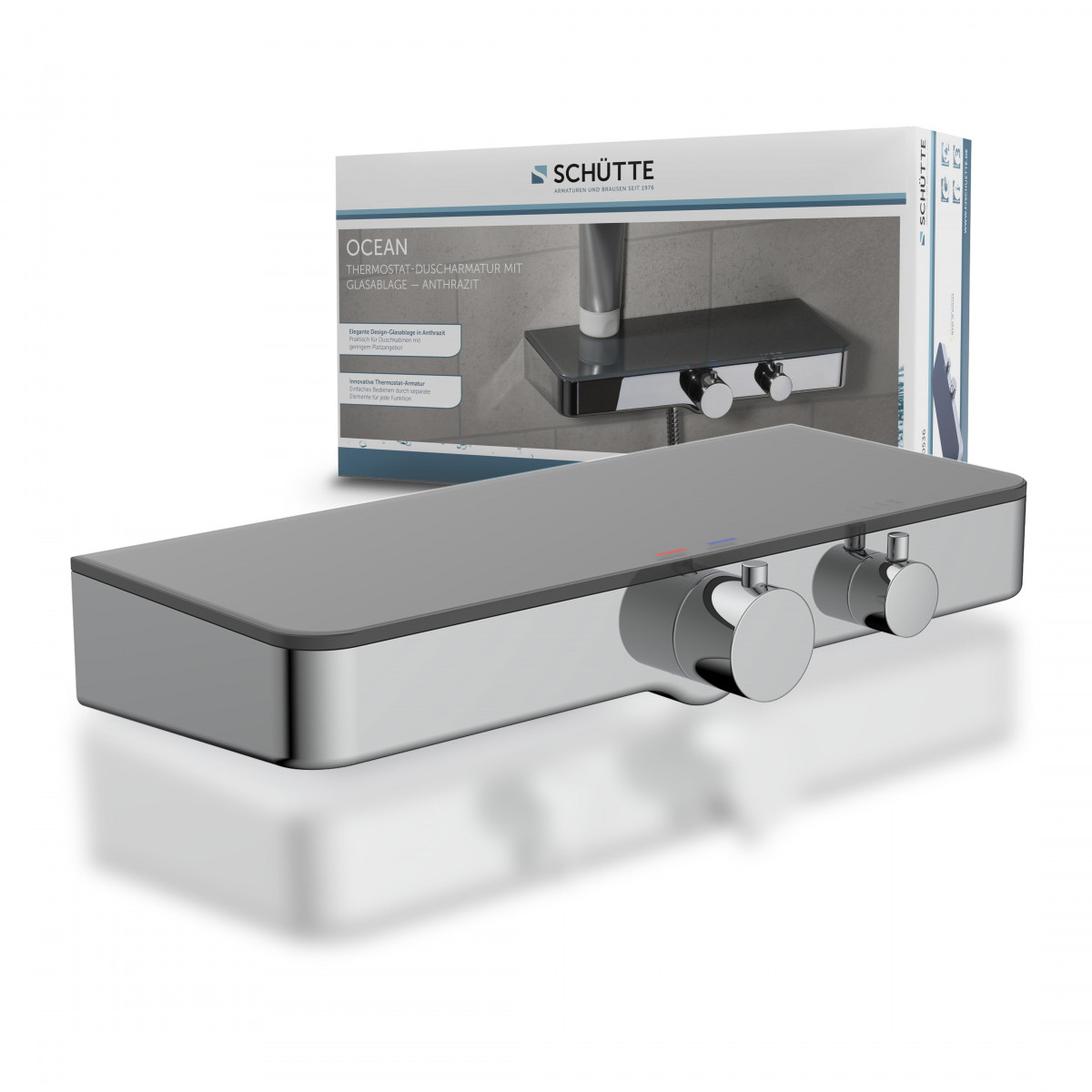 OCEAN Thermostatic tray, glass/ anthracite