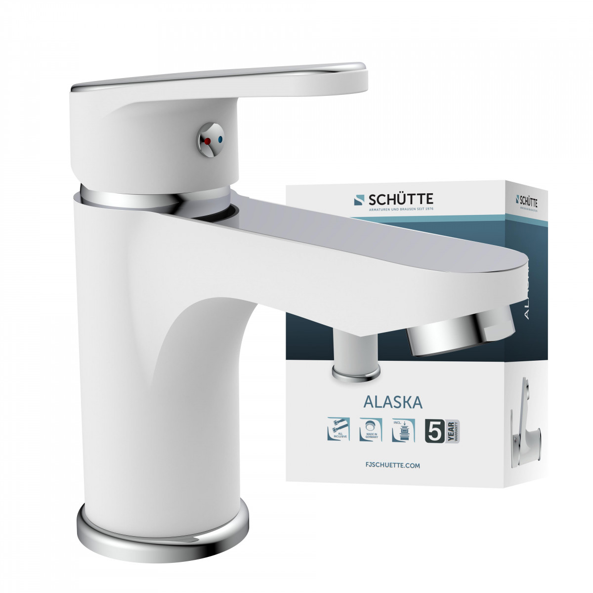ALASKA Wash basin mixer, white/chrome