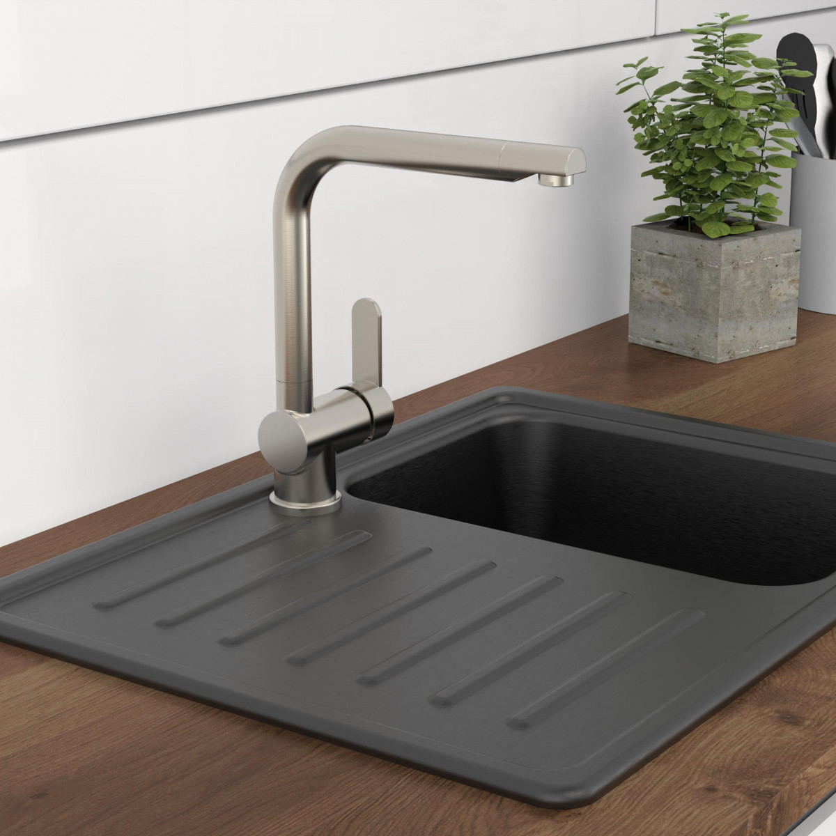 RIO mengkraan keuken met hoge uitloop, roestvrij staal look