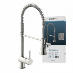 CORNWALL mitigeur cuisine avec ressort en spirale, apparence acier inoxydable