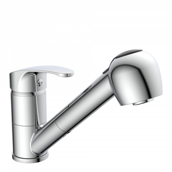 DIZIANI Mitigeur cuisine basse pression avec douchette extractible, Chromé DIZIANI Mitigeur cuisine basse pression avec douchette extractible, Chromé