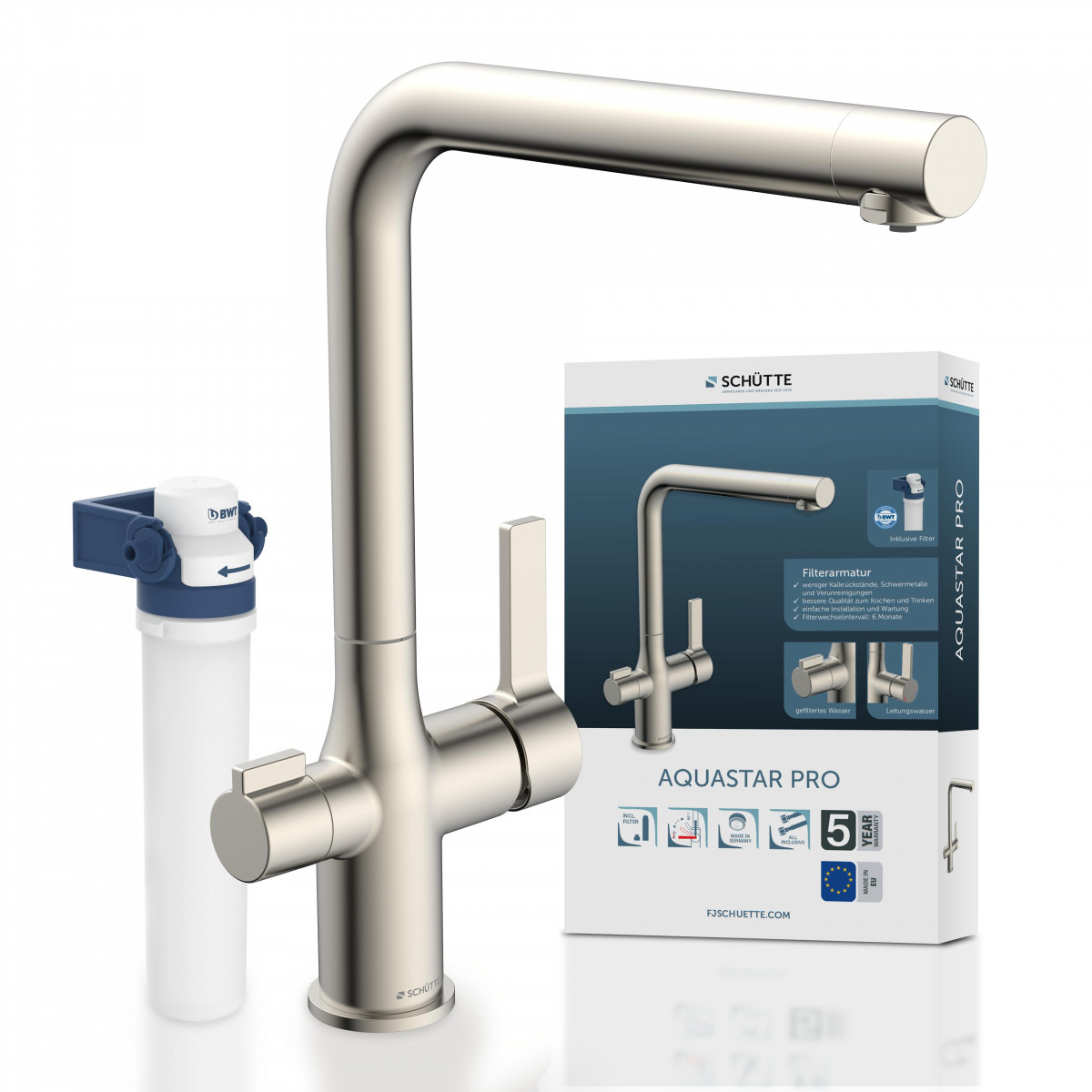 AQUASTAR PRO Keukenkraan met filtersysteem, Roestvrijstalen look