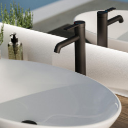 LOS ANGELES, Wash basin mixer for countertop washbasin, Black matt