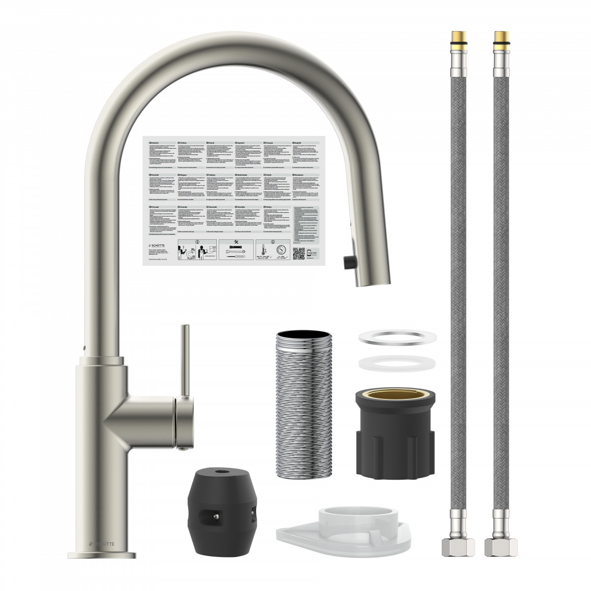 BLACKPOOL Sink mixer, stainles steel look, with pull-out spout