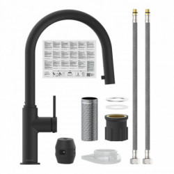 BLACKPOOL mitigeur cuisine avec bec extractible, noir mat