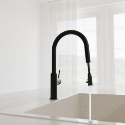 BLACKPOOL mitigeur cuisine avec bec extractible, noir mat