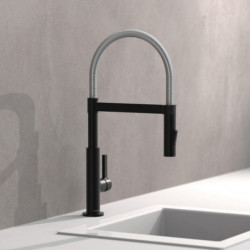 MIAMI Sink mixer, chrome/black matt, with spiral spring