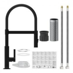 MIAMI Sink mixer, black matt, with soft-touch hose