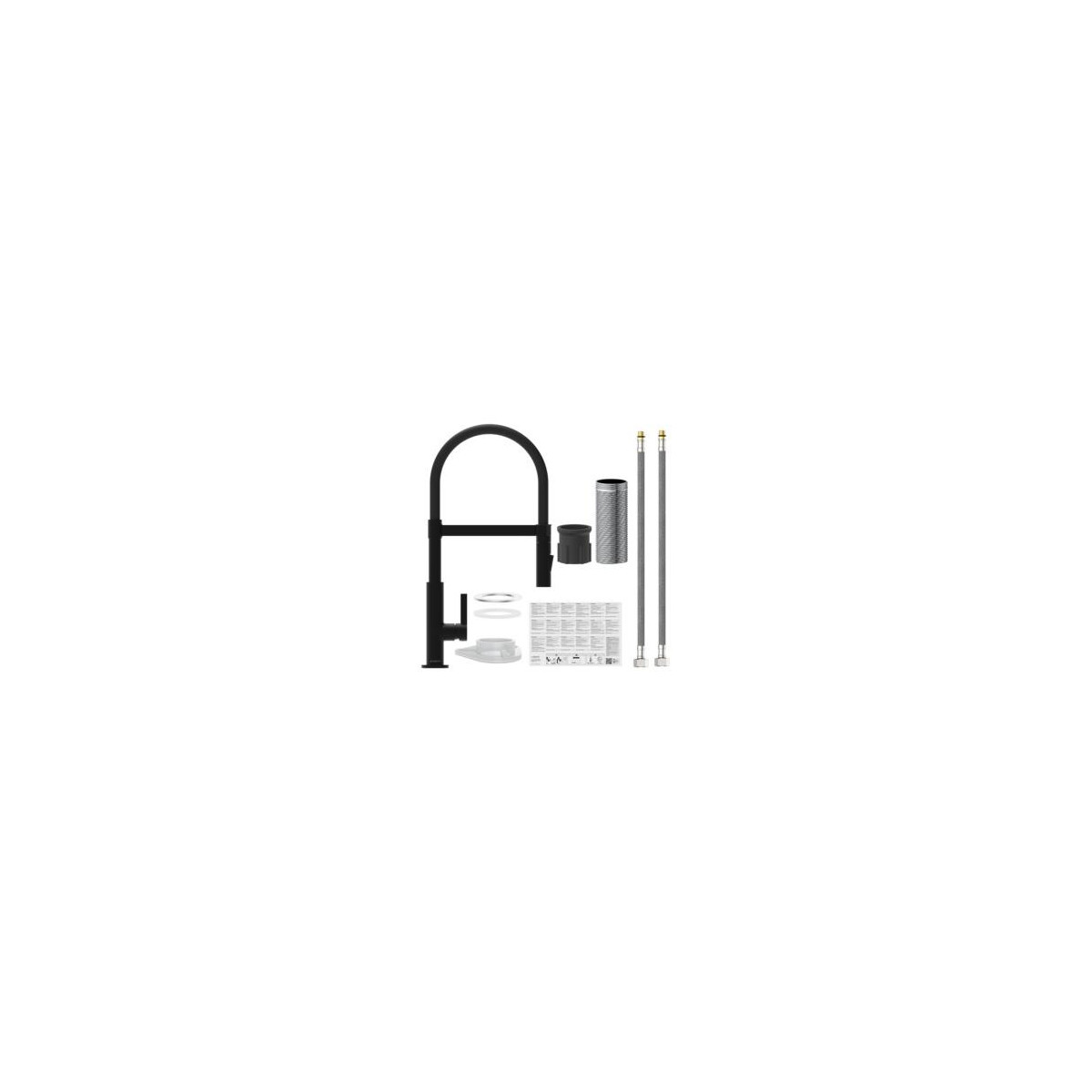 MIAMI Sink mixer, black matt, with soft-touch hose