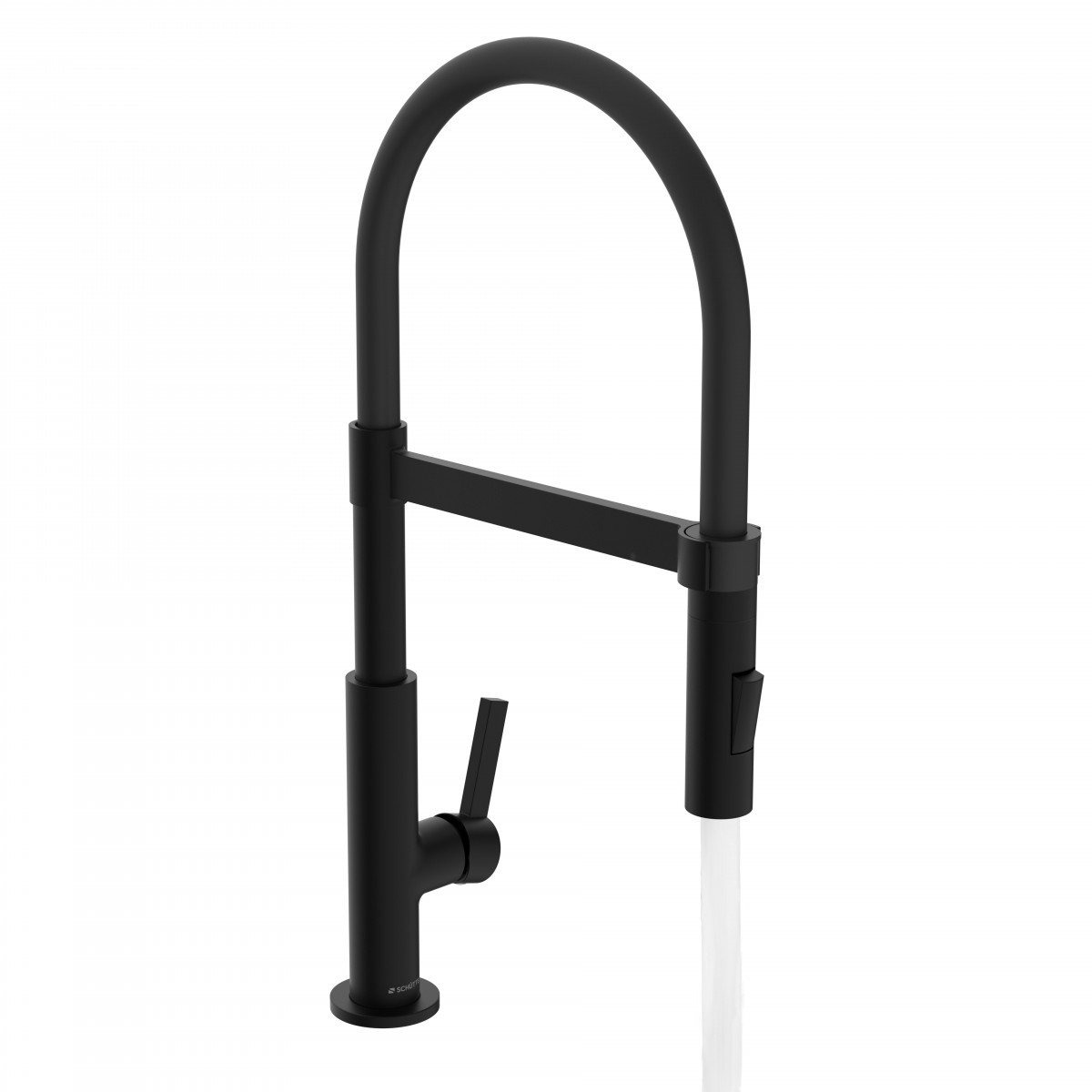 MIAMI Sink mixer, black matt, with soft-touch hose