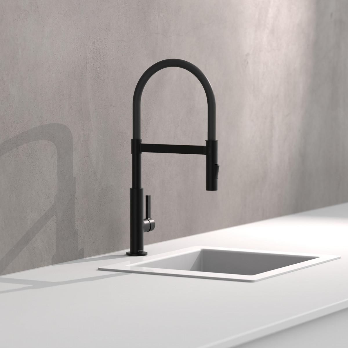 MIAMI Sink mixer, black matt, with soft-touch hose