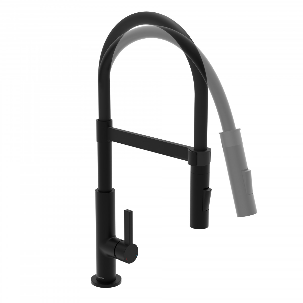 MIAMI Sink mixer, black matt, with soft-touch hose