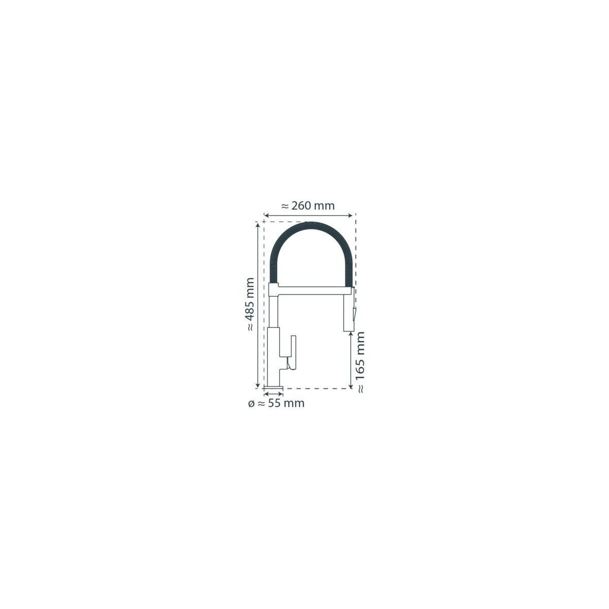 MIAMI Sink mixer, black matt, with soft-touch hose