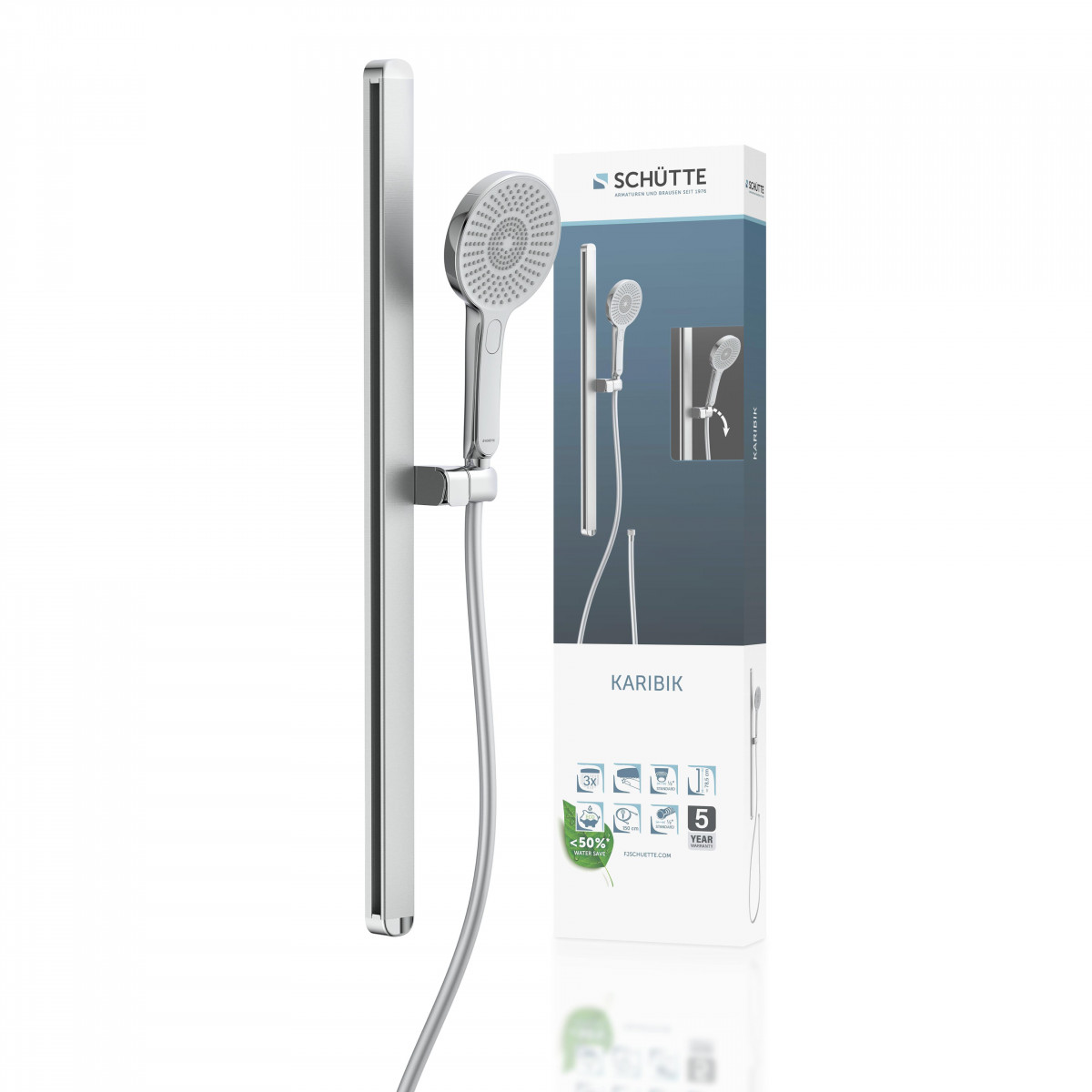KARIBIK Shower rail set, chrome/ light grey
