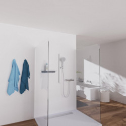 KARIBIK Shower rail set, chrome/ light grey