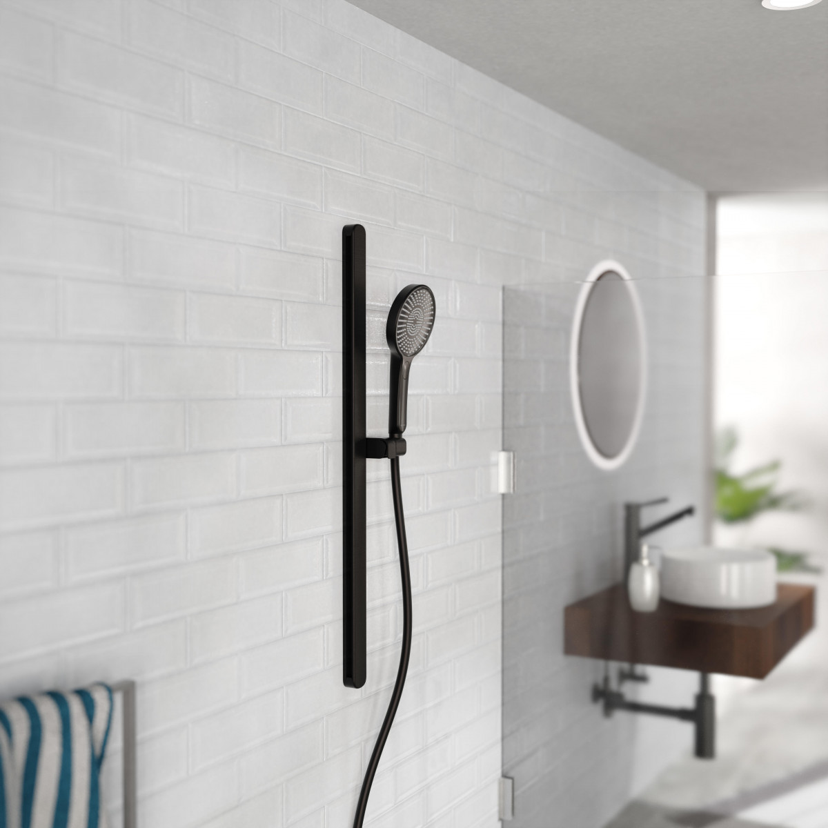 KARIBIK Shower rail set, Black matt