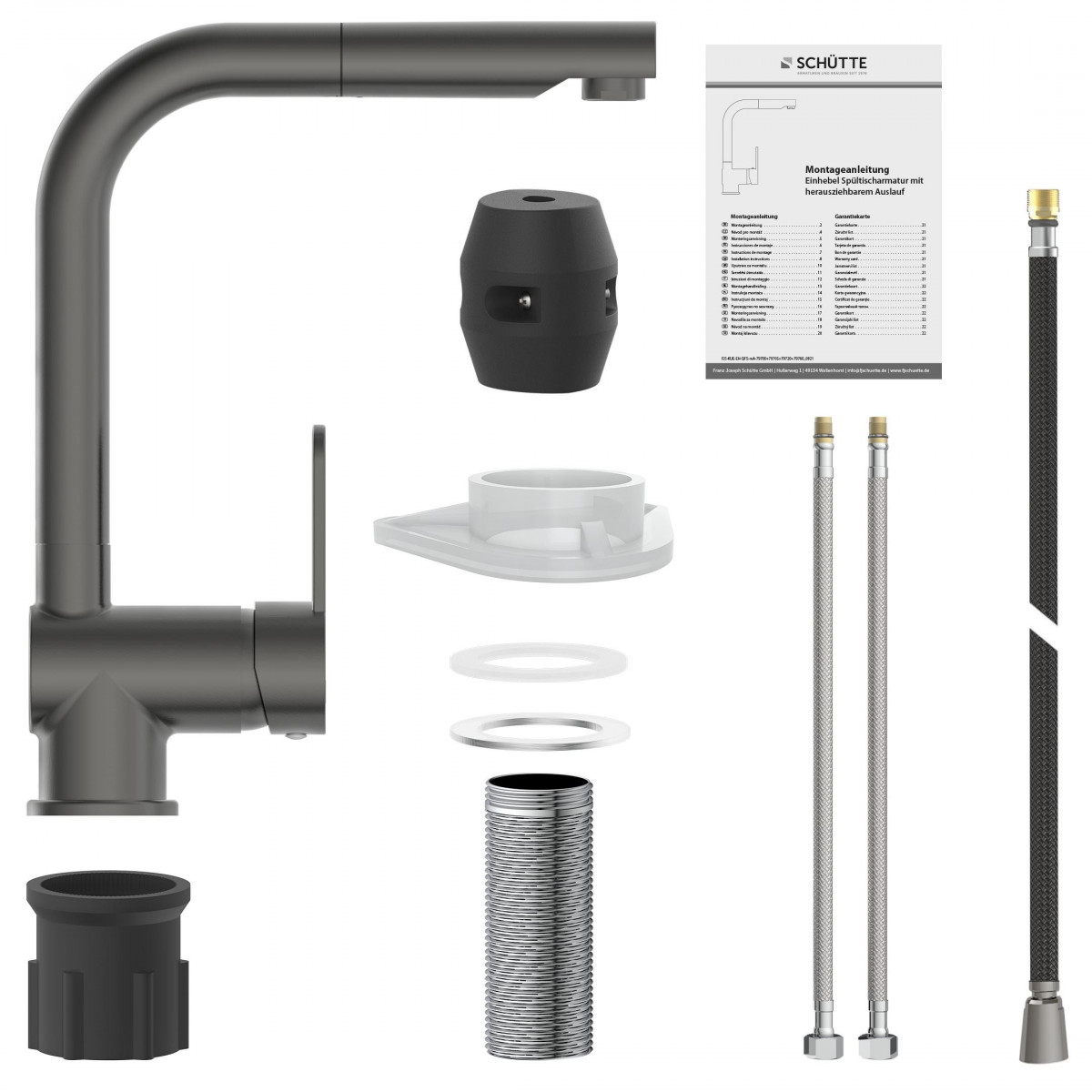 LONDON mitigeur cuisine avec bec extractible, graphite mat