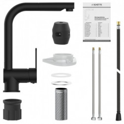 LONDON Mitigeur cuisine basse pression avec bec extractible, Noir Mat