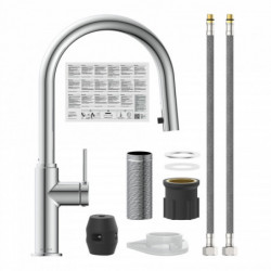 BLACKPOOL Sink mixer, chrome, with pull-out spout