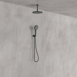 KARIBIK complete shower set, black matt, for the shower