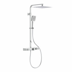 OCEAN Hoofddoucheset met thermostatische thermostaatkraan, chroom/wit, met planchet