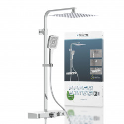 OCEAN Hoofddoucheset met thermostatische thermostaatkraan, chroom/wit, met planchet