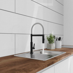 MIAMI Sink mixer, chrome/black matt, with spiral spring