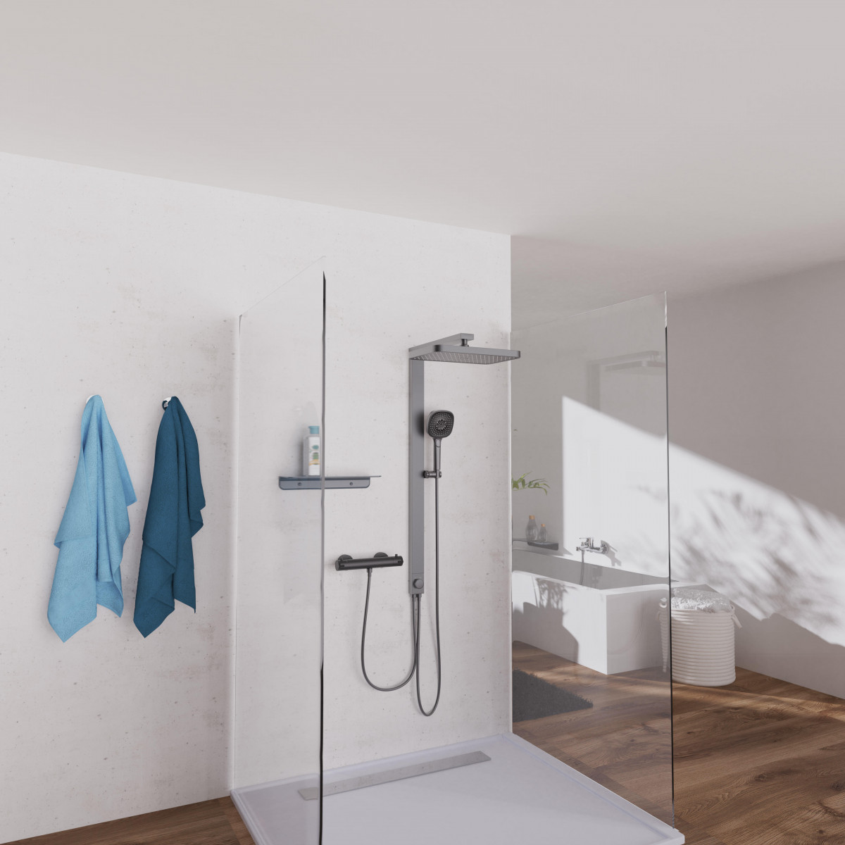 SCHÜTTE LA PALMA Overhead showerset, graphite matt