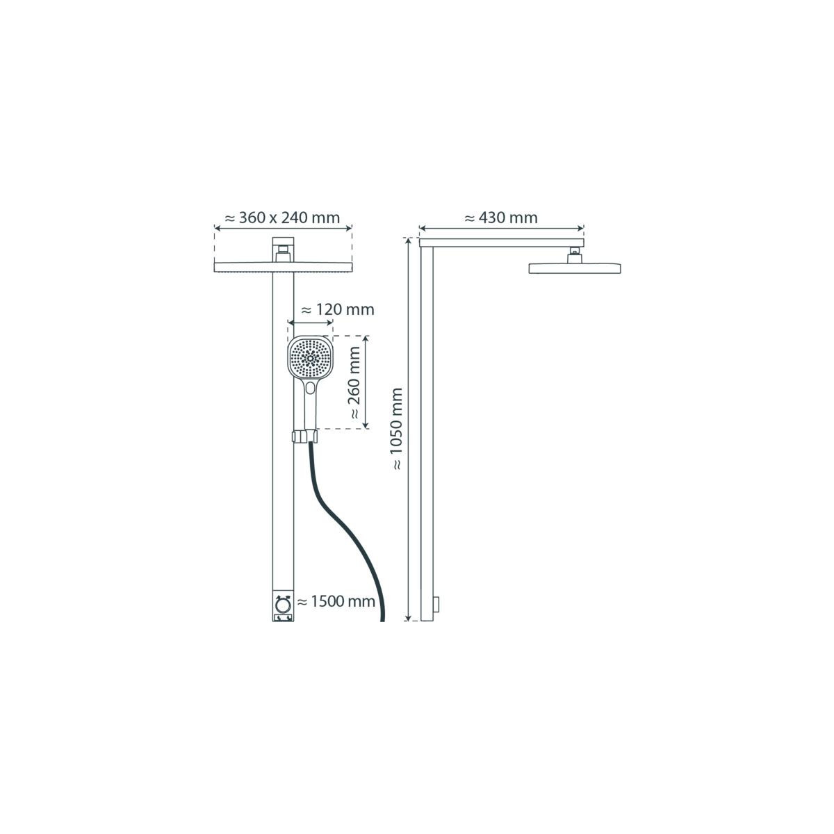 SCHÜTTE LA PALMA Overhead showerset, graphite matt