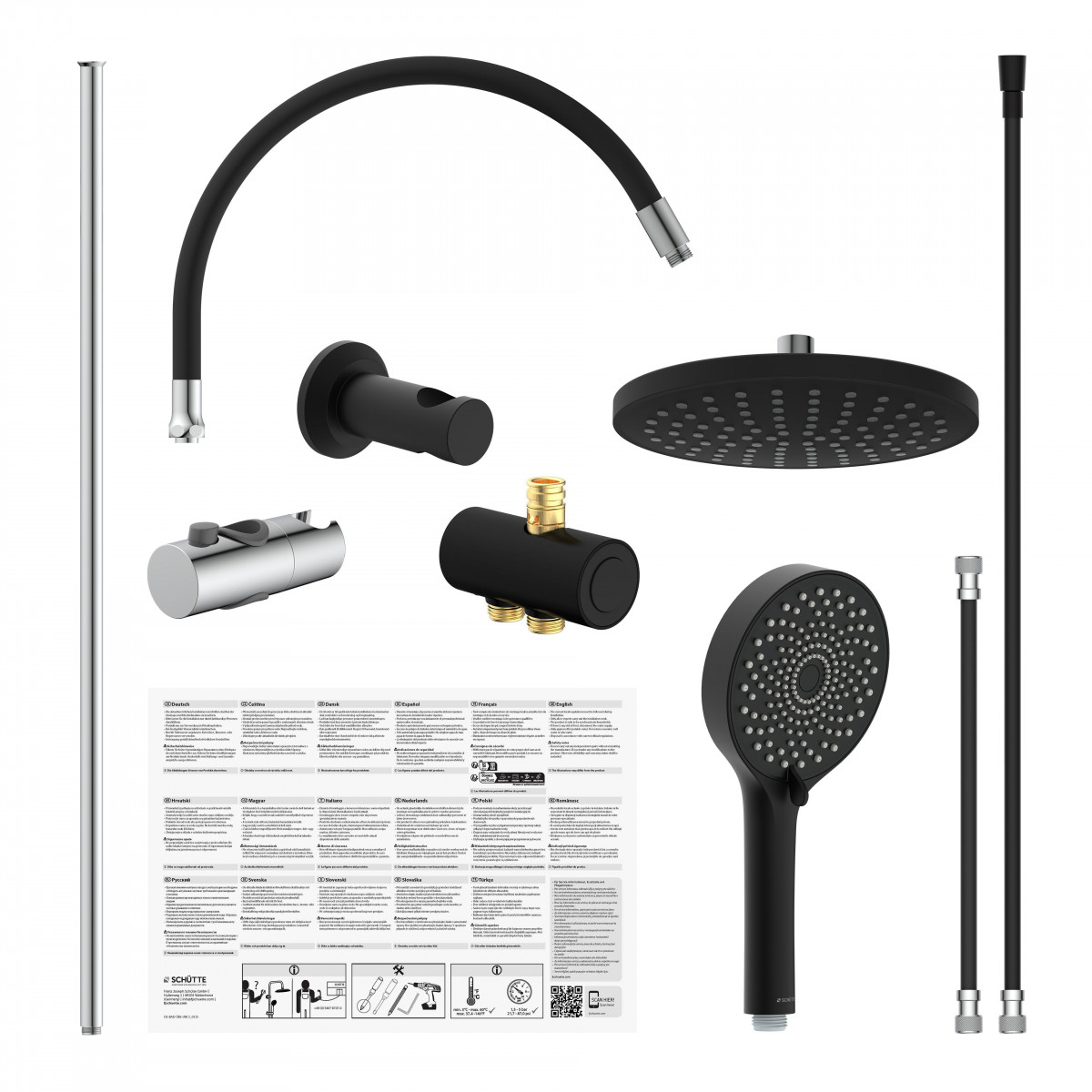 SCHÜTTE MATAO RAIN Set de douche à l'envers, chromé/noir mat
