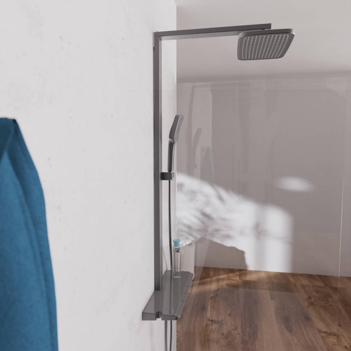 SCHÜTTE HAWAII Overhead showerset with thermostatic faucet, graphite matt