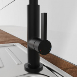 MIAMI Sink mixer, black matt, with soft-touch hose
