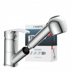 DIZIANI Spültischarmatur, Chrom, Niederdruck, mit herausziehbarer Geschirrbrause