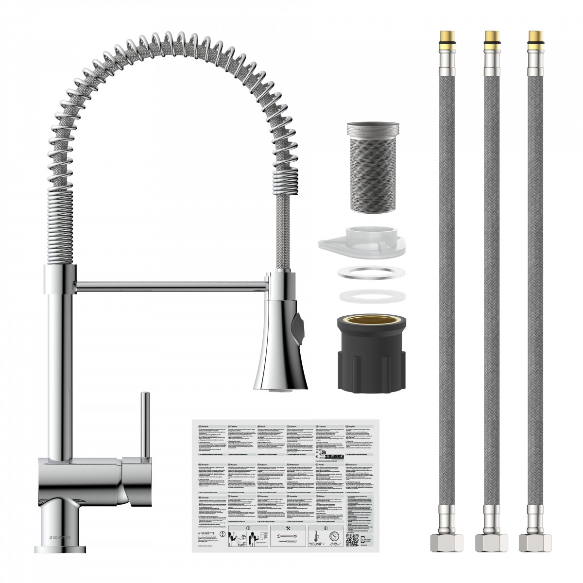 CORNWALL Sink mixer low pressure, chrome, with spiral spring