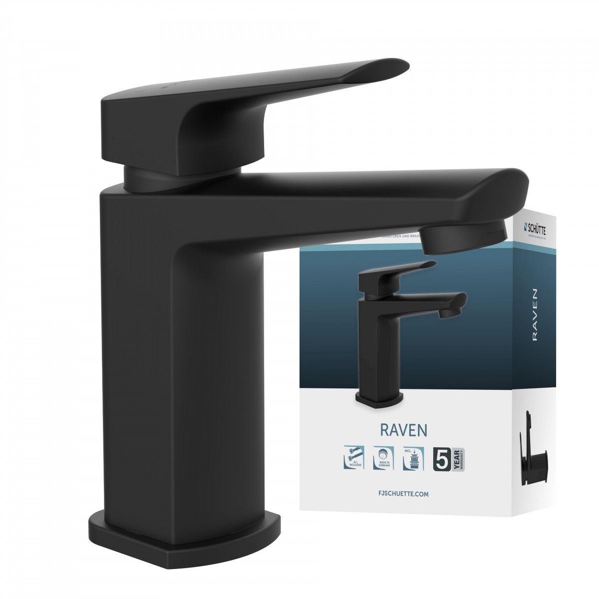 RAVEN Wash basin mixer, black matt