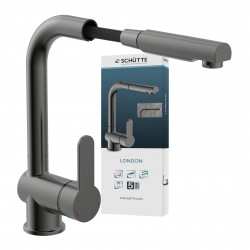LONDON Sink mixer, graphite matt, with pull-out spout