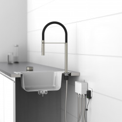 AQUADOT Digital sink mixer, stainless steel look/black